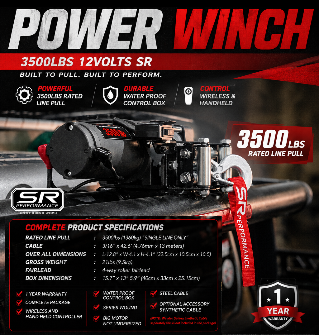 POWER WINCH STEEL CABLE 3500LBS 12V